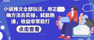 小说推文全部玩法，用正确方法去实操，就能跑通，收益非常能打-就爱副业网