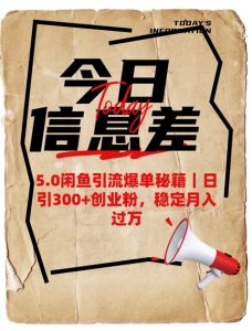 5.0闲鱼引流爆单秘籍，日引300+创业粉，稳定月入过W-就爱副业网