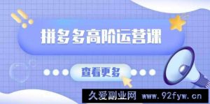 （14327期）拼多多高阶运营课：极致群爆款玩法，轻付费无尽复制，打造单品爆款之路-就爱副业网