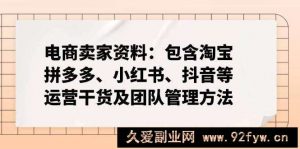 （14354期）电商卖家资料：包含淘宝、拼多多、小红书、抖音等运营干货及团队管理方法-就爱副业网