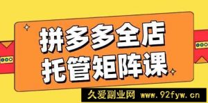 拼多多全店托管矩阵课，盈利动销玩法，高效计划设置，提升店铺效益-就爱副业网