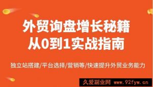 外贸询盘增长秘籍从0到1实战指南，独立站搭建/平台选择/营销等/快速提升外贸业务能力-就爱副业网