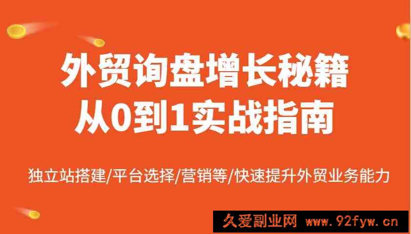 图片[1]-外贸询盘增长秘籍从0到1实战指南，独立站搭建/平台选择/营销等/快速提升外贸业务能力-就爱副业网