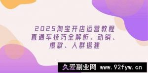 （14389期）2025淘宝开店运营教程更新，直通车技巧全解析，动销、爆款、人群搭建-就爱副业网